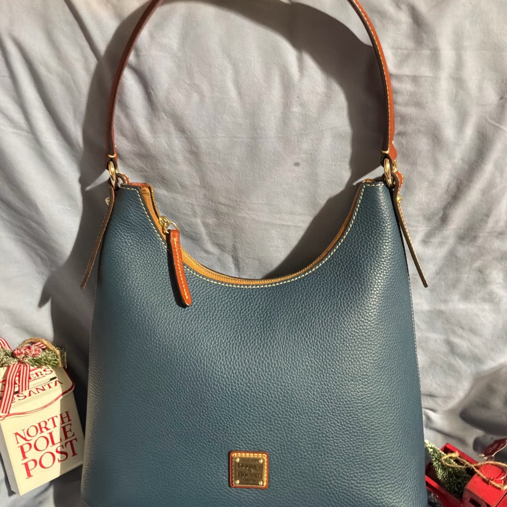 NWOT Dooney & Bourke Pebble Leather Hobo Bag, Color Jeans